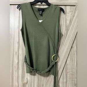 Olive Green Sweater Tank With Macrame Belt By Cable & Gauge Sz M